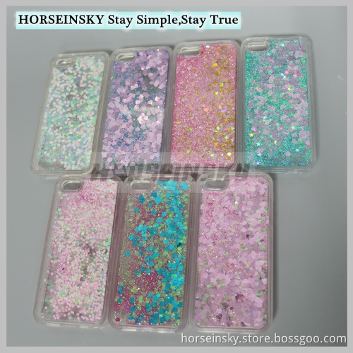 Fancy Glittering Flowing Liquid Heart Clear PC Case for iPhone5 Glitter Case